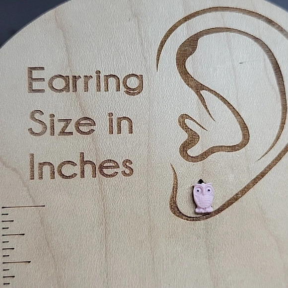 Tiny Owl Stud Earrings, choice of color - Picture 3 of 6